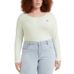 Levi's Women's Plus Size Honey Long Sleeve Tee - Vanilla Starlight Blue 1X